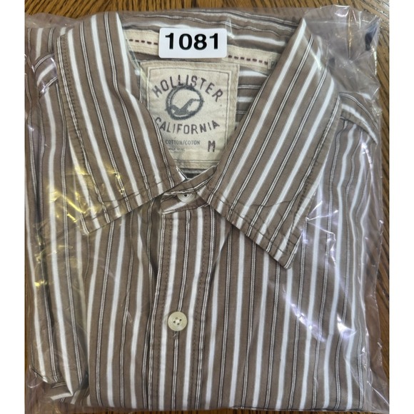 Hollister Mens Shirt Medium Brown Striped Long Sleeve Vintage Style Button Down - Picture 15 of 15